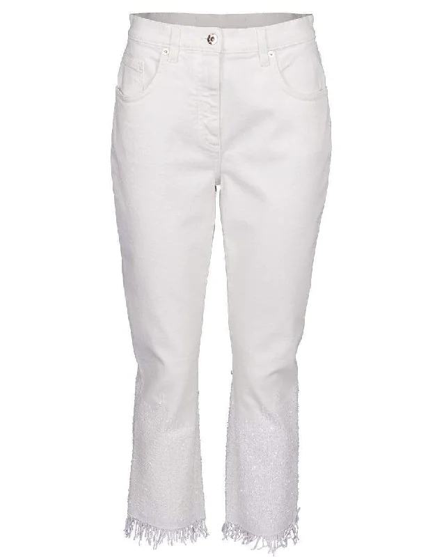 Sequin Degrade Hem Cropped Jean Casual High-Waisted Bootcut Jeans
