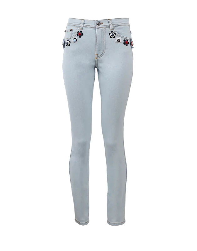 High Rise Flower Jean Comfortable Ankle Jeans