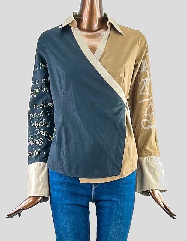 COP COPINE Wrap Shirt - 38 EU | Medium | Approx. 8 US-- Knit Fabric Woven Fabric Fleece Fabric COP COPINE Wrap Shirt - 38 EU | Medium | Approx. 8 US-- Knit Fabric Woven Fabric Fleece Fabric