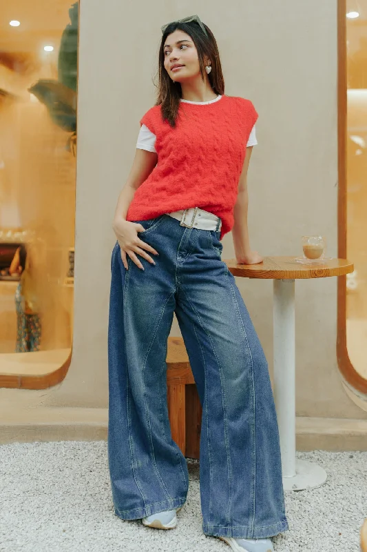 Tempest Dark Blue Denim Flared Jeans Stylish Relaxed Fit Skinny Jeans