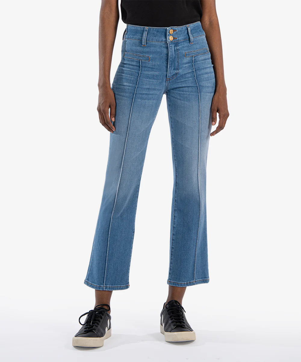 KUT Kelsey High Rise Ankle Flare Jeans (Quality) Casual Wide-Legged Denim Jeans