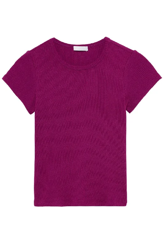 Yael Fitted Rib T Shirt-- Houndstooth Herringbone Solid