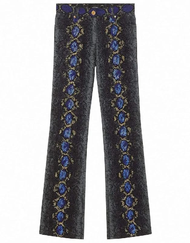 Python Print Studded Jeans Trendy Plus Size Jeans