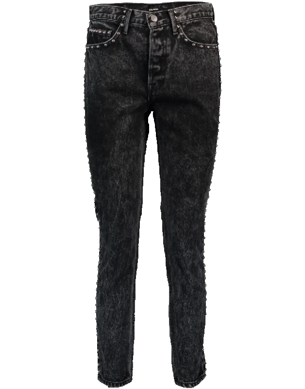 Karolina Stud Stevi Jean Stylish High-Rise Mom Jeans