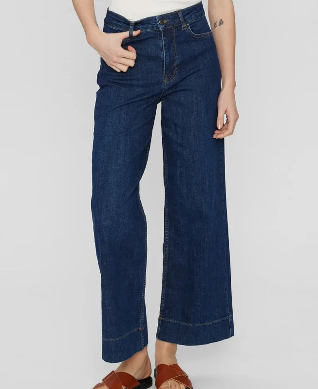 Nuparis Cropped Jeans - Dark Blue Denim Casual Skinny Fit Jeans
