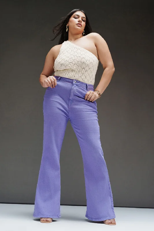 Purple Luxe Curve Bootcut Jeans Trendy Bootcut High-Waisted Jeans