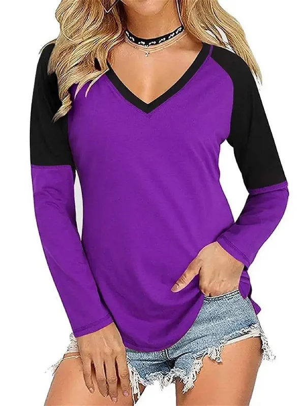 Long Sleeve V Neck Tunic Stylish Relaxed Fit Work T-Shirt-- Front Pockets Side Pockets Patch Pockets Long Sleeve V Neck Tunic Stylish Relaxed Fit Work T-Shirt-- Front Pockets Side Pockets Patch Pockets