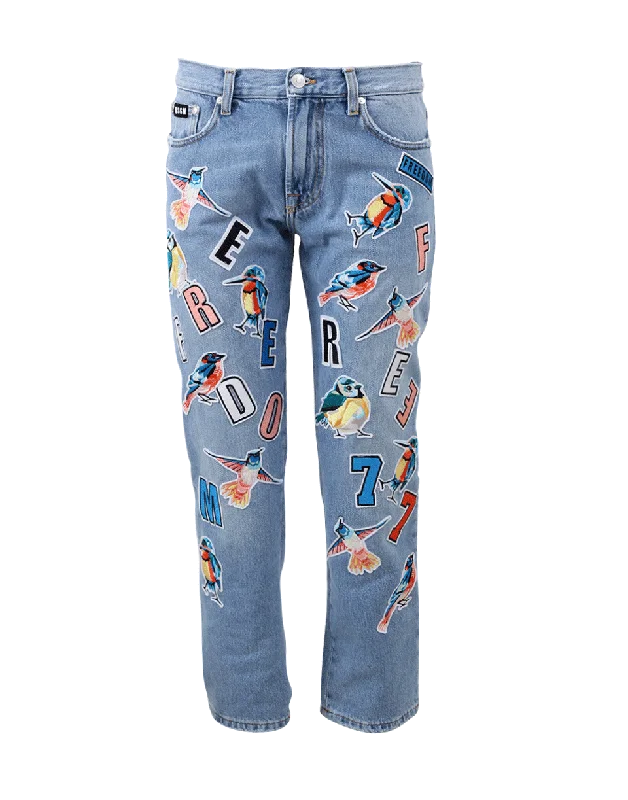 Freedom Embellished Jean Comfortable Flare Leg Jeans