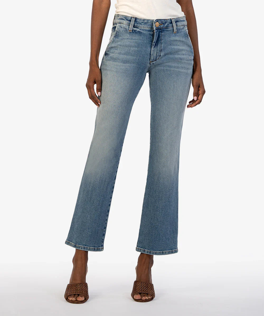 KUT Kelsey Mid Rise Ankle Flair Jeans (Decreased) Trendy Colored Denim Jeans