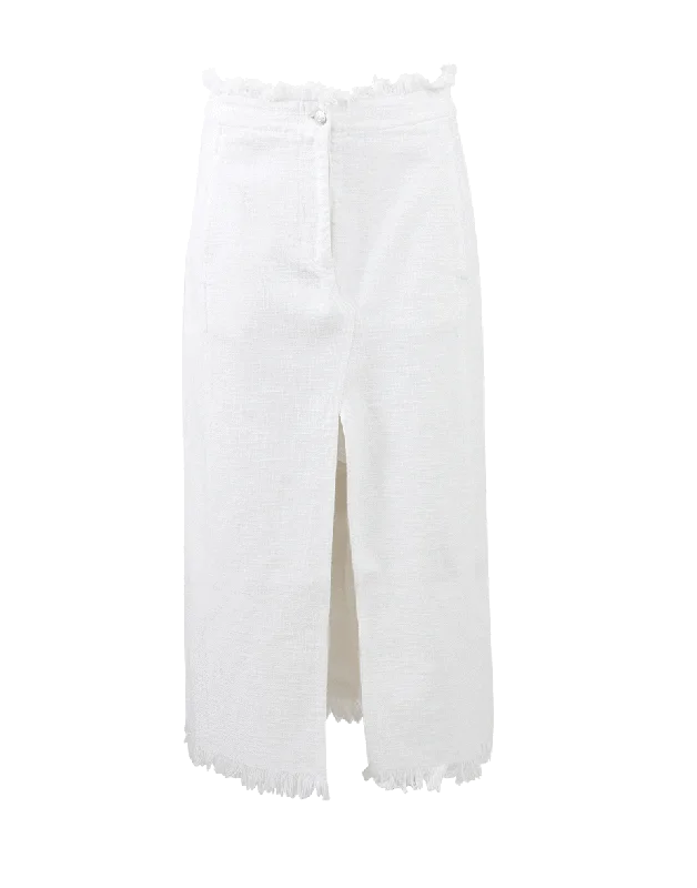 Frayed Midi Jean Skirt Trendy Classic Fit Jeans