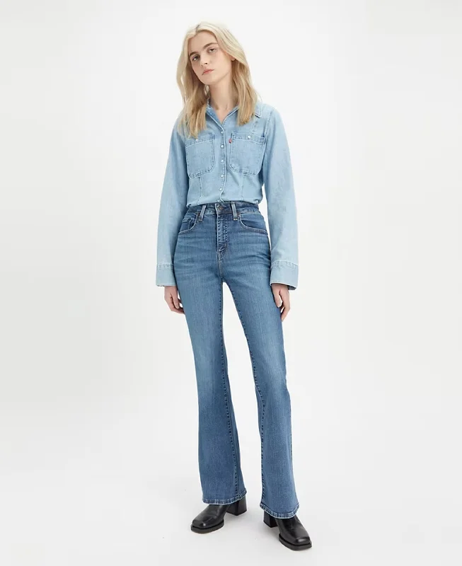 726 High-Rise Flare Jeans - Blue Wave Mid Fashionable Raw Edge Jeans
