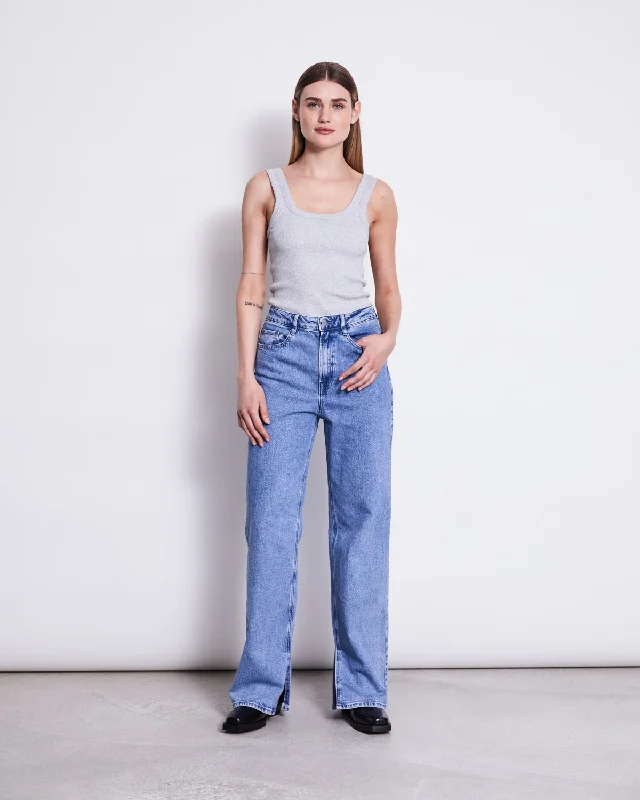 SLITTED WIDE LEG JEANS SELENE LIGHT BLUE Fashionable Jeggings Style Jeans