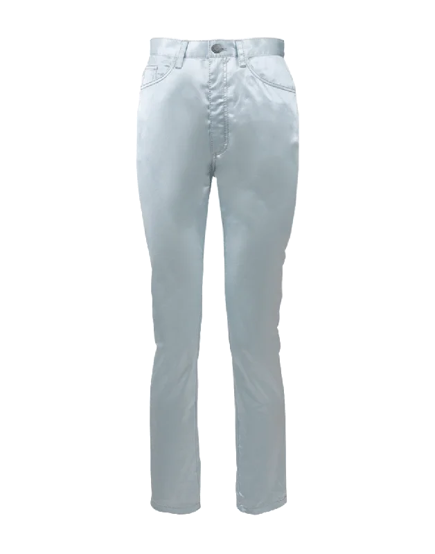 Satin Skinny Jean Fashionable Raw Edge Jeans
