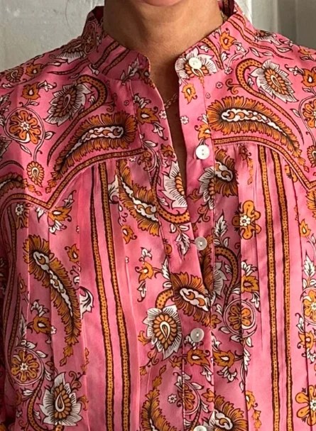 HANNAH MARI SHIRT SUNKISSED-- Asymmetrical Pockets Print