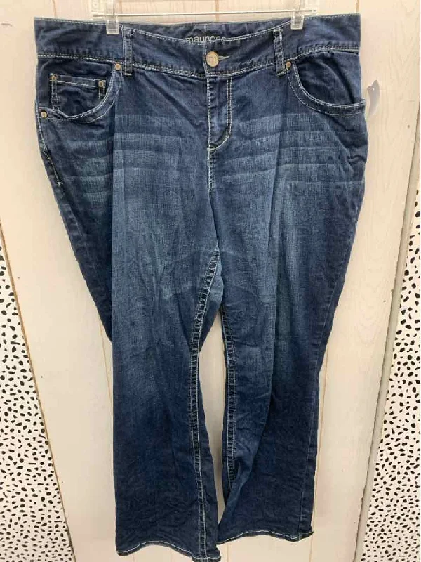 Maurices Blue Womens Size 20 Jeans Trendy Wide-Leg High-Waist Denim