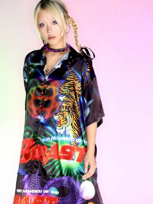 Silk loose shirt【s0000007154】-- Thin T-Shirt Open Front Quick Dry