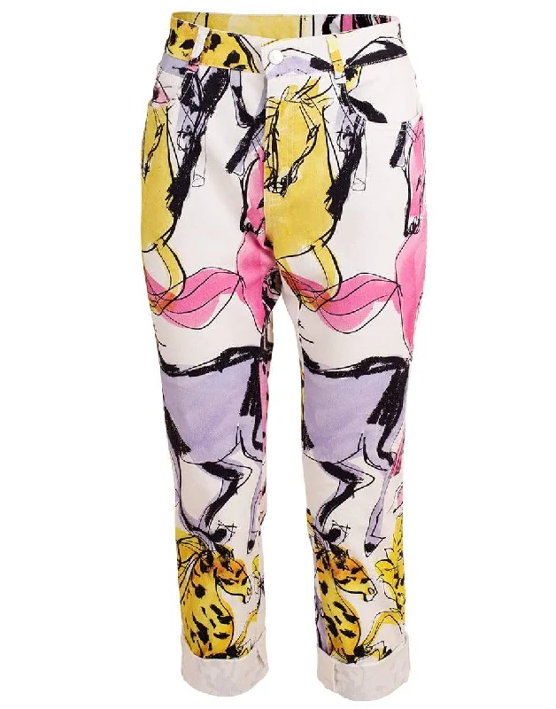Horse Print Jean Trendy Low-Rise Bootcut Jeans