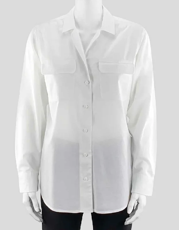 Equipment White Button Down Shirt Small Petite-- Seamless Knitted Crochet
