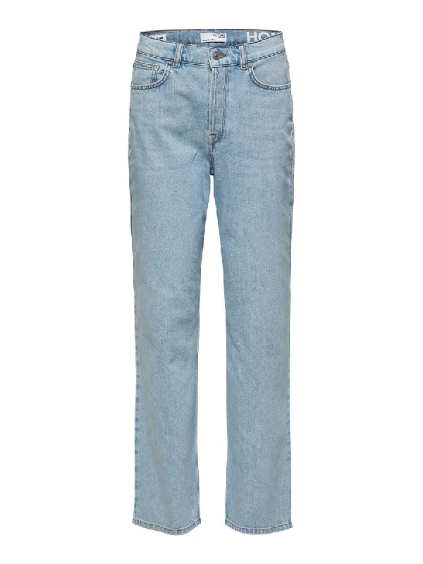 Selected Femme Alice High Waisted Wide Fit Jeans - Light Blue Trendy Skinny Fit Jeans
