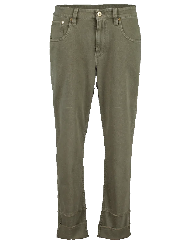 Garment Dye Cuffed Jean Fashionable Raw Hemmed Jeans