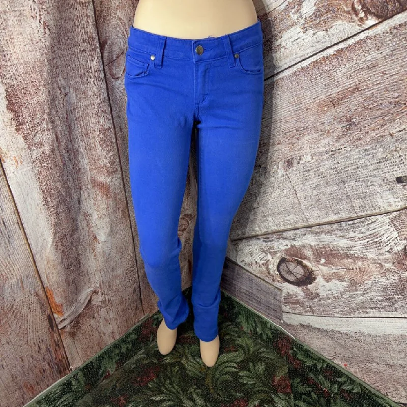 PAIGE ELECTRIC BLUE SKINNY JEANS SZ 24/0 D2C Trendy Cut-Off Denim Shorts