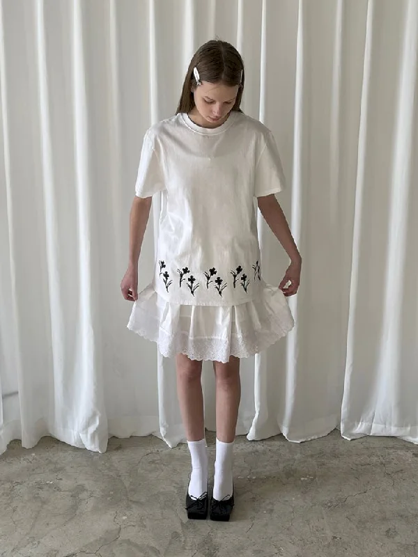 Cotton Hem Hand-Painted Flower T-Shirt【s0000007464】-- Hooded Caped Shawl Collar