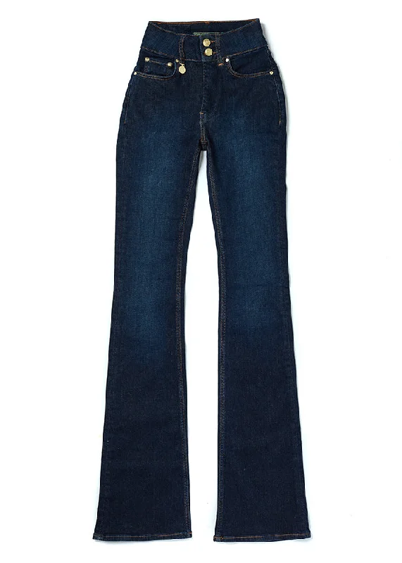 High Rise Flared Jean - Deep Indigo Trendy Bootcut High-Waisted Jeans