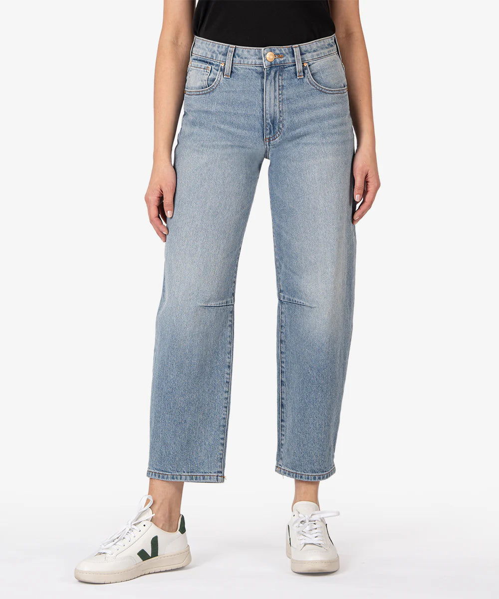 KUT Ashley High Rise Barrel Jean (Decency) Stylish High-Rise Mom Jeans