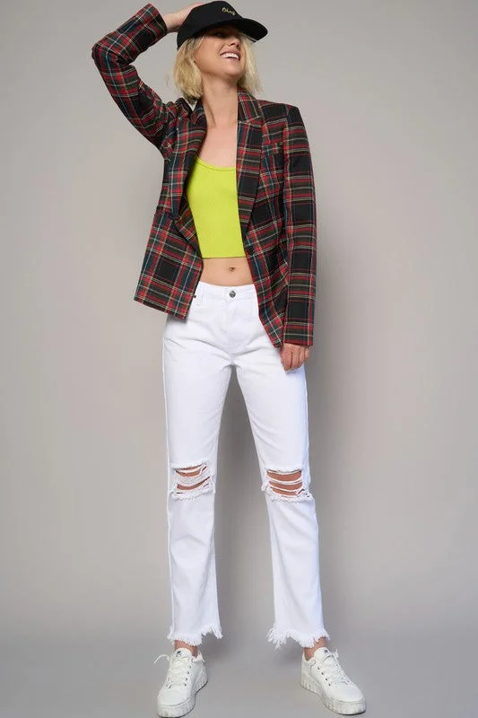 Insane Gene High Rise Destroyed Straight Crop Jeans Elegant Wide-Leg Jeans