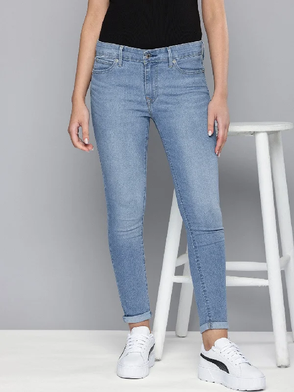 Women's Mid Rise 711 Skinny Jeans Comfortable Faded High-Rise Jeans