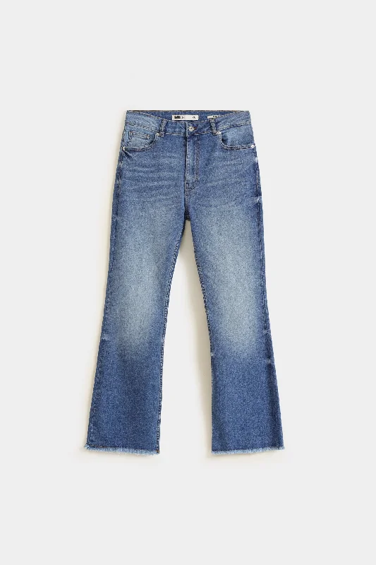 Cropped Mini Flare Jeans Casual Loose Fit Jeans