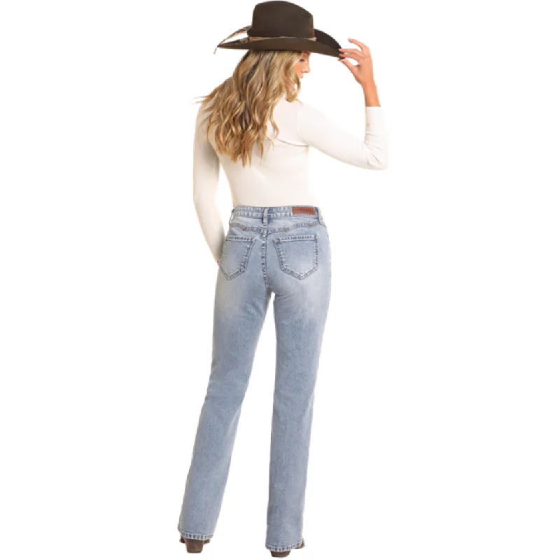 Rock & Roll Denim High Rise Scalloped Yoke Bootcut Jeans Cozy Stretch High-Waist Jeans Rock & Roll Denim High Rise Scalloped Yoke Bootcut Jeans Cozy Stretch High-Waist Jeans