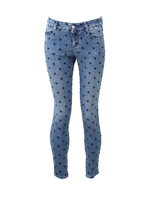 Swiss Cross Embroidered Jean Comfortable Dark Wash Jeans