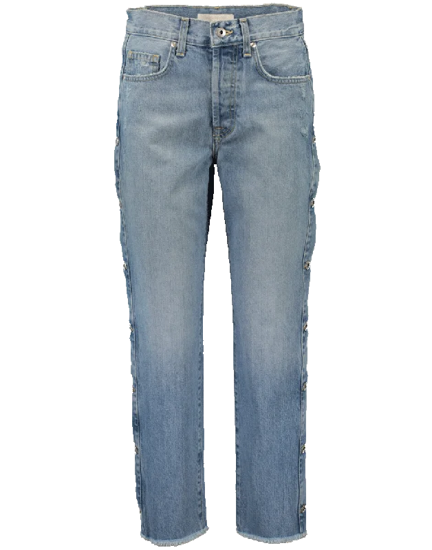 Manfriend Jean Chic Rip-Detail High-Waist Jeans