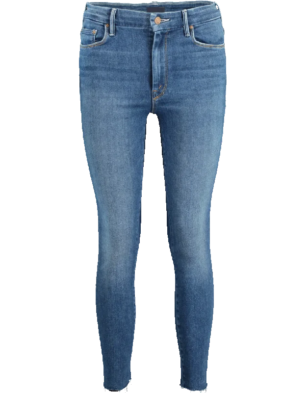 High Waist Looker Ankle Fray Jean Fashionable Straight Cut Jeans