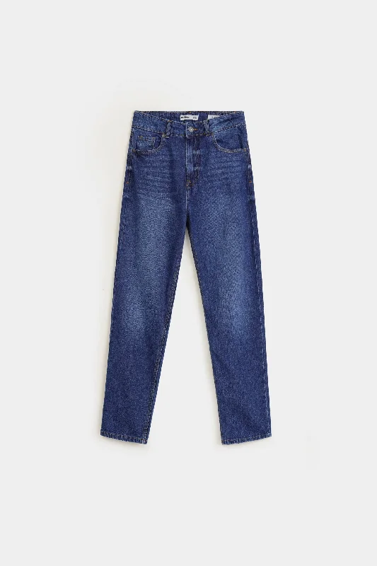 Basic Mom Fit Jeans Trendy Colored Denim Jeans