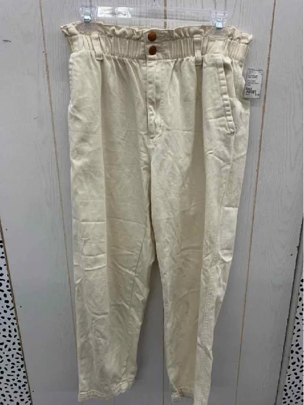 Universal Standard Cream Womens Size 8 Jeans Comfortable Distressed Straight-Leg Jeans Universal Standard Cream Womens Size 8 Jeans Comfortable Distressed Straight-Leg Jeans