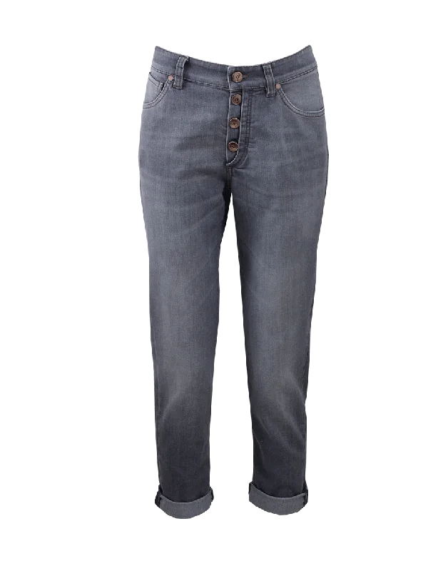 Exposed Button Jean Casual High-Waisted Bootcut Jeans