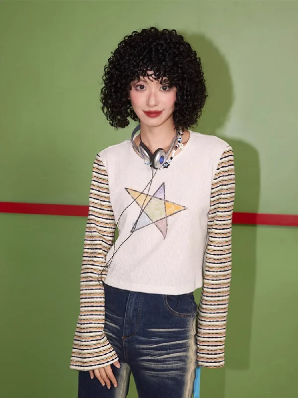 Striped print long sleeve T-shirt【s0000007411】-- Anti-Shrink Durable Soft