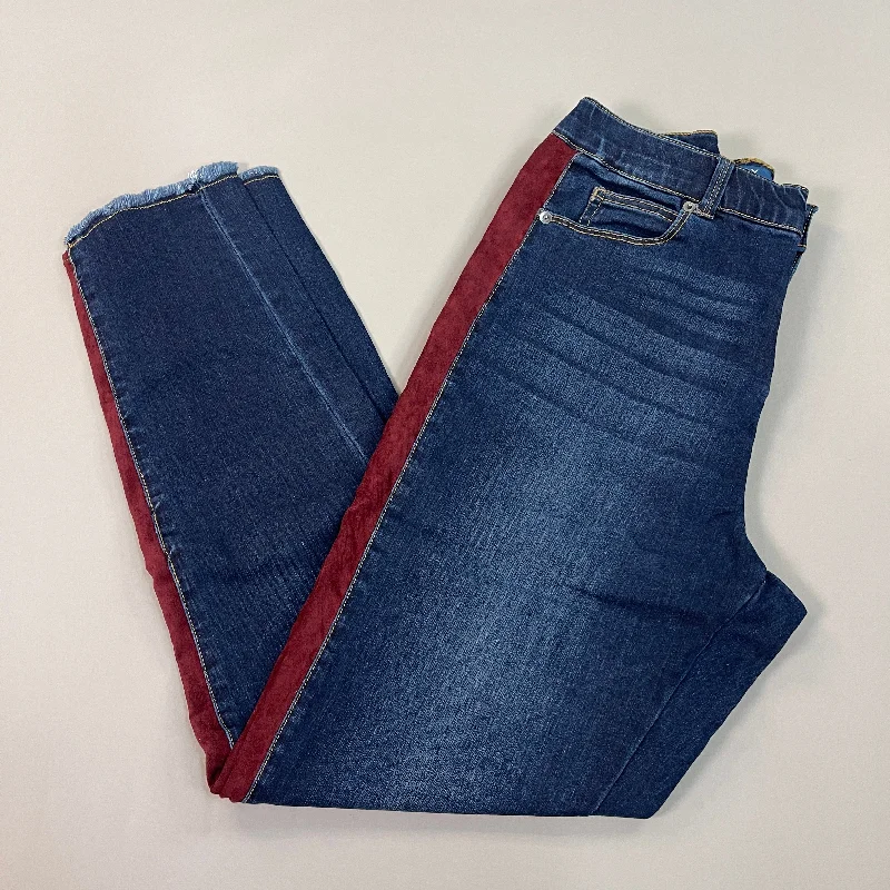 CLINTON KELLY Frayed Hem Jeans Women's Sz 10 Regular Dark Wash, Maroon Striped Side(New) Casual Distressed Skinny Jeans