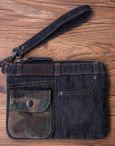 Vintage Denim Black Womens Envelope Bag Clutch Jean Wristlet Bag Hand Bag For Men Fashionable Straight Cut Jeans