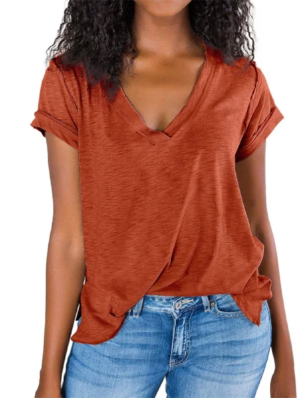 V Neck Side Slit Casual Loose Short Sleeve Fashion Summer T-Shirts Tops-- Striped Floral Plaid V Neck Side Slit Casual Loose Short Sleeve Fashion Summer T-Shirts Tops-- Striped Floral Plaid