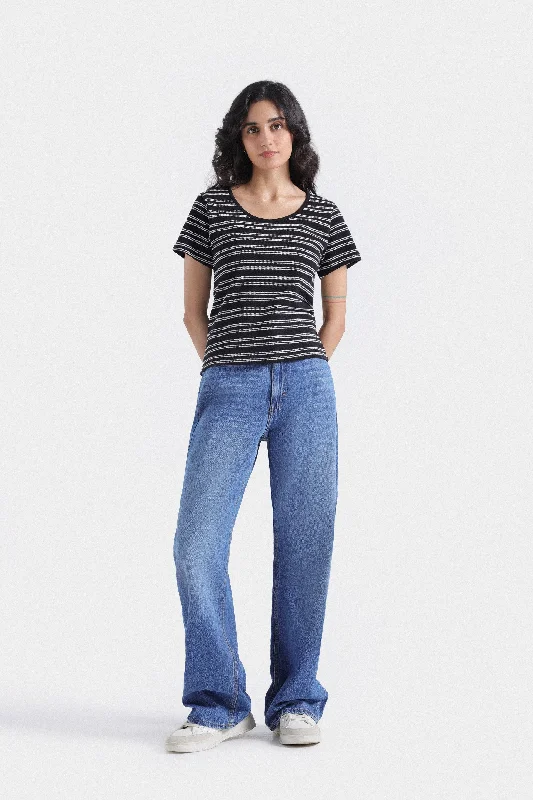 Basic Wide Leg Jeans Trendy Low-Rise Slim Jeans
