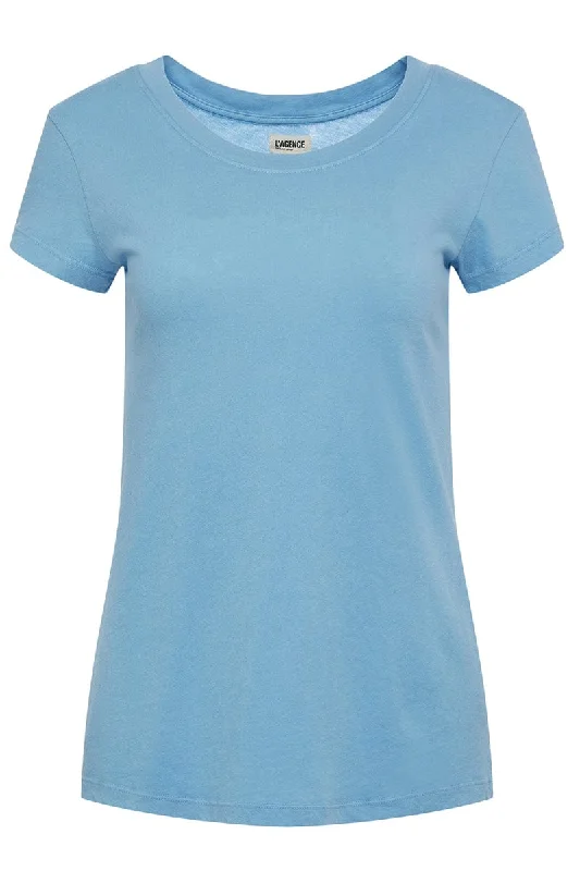 Cory Short Sleeve T Shirt - Sea-- Houndstooth Herringbone Solid