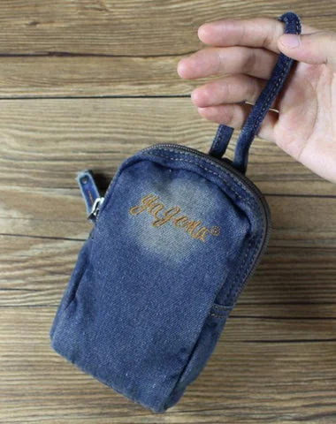 Denim Jean Womens Mens Mobile Bag Wristlet Bag Jean Blue Clutch Purse For Women Trendy Skinny High-Waist Jeans