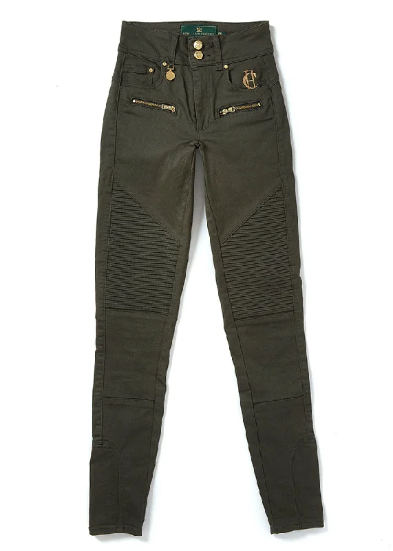 Biker Jean - Hunter Green Fashionable Jeggings Style Jeans