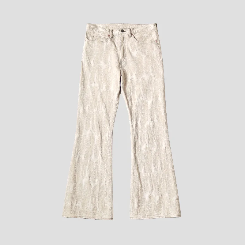 12oz FEATHER DENIM 5P FLARE JEANS Trendy Layered Pocket Jeans