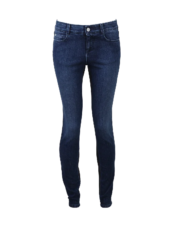Bi-Color Skinny Jean Fashionable Distressed Jeans