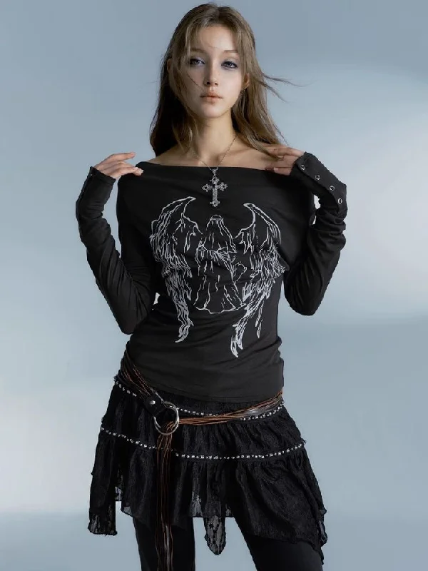 One Neck Strapless Long Sleeve t-shirt【s0000007194】-- Sequined Glittery Shiny