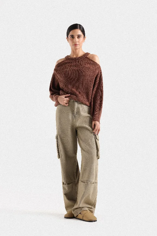 Baggy Cargo Jeans Fashionable Frayed Hem Denim